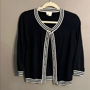 Kate Spade Black Cardigan with White Trim